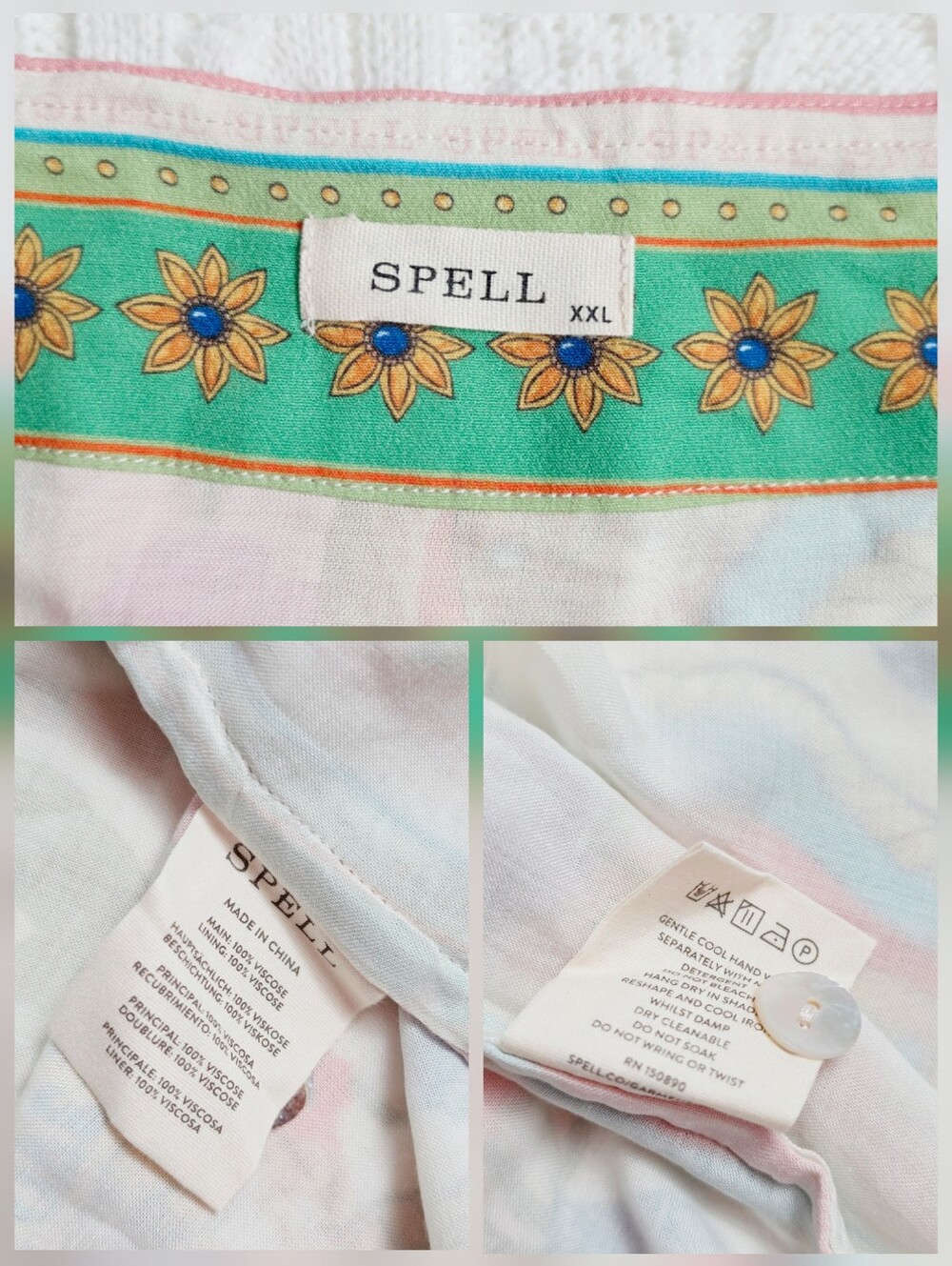 Spell & The Gypsy Maddalena Wrap Skirt Mosaic Button Tie Side Lined Mini XXL - Picture 15 of 15
